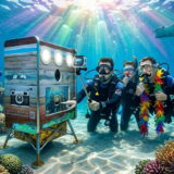 Location photobooth Provence : même sous l&rsquo;eau, impossible de résister à une photo souvenir