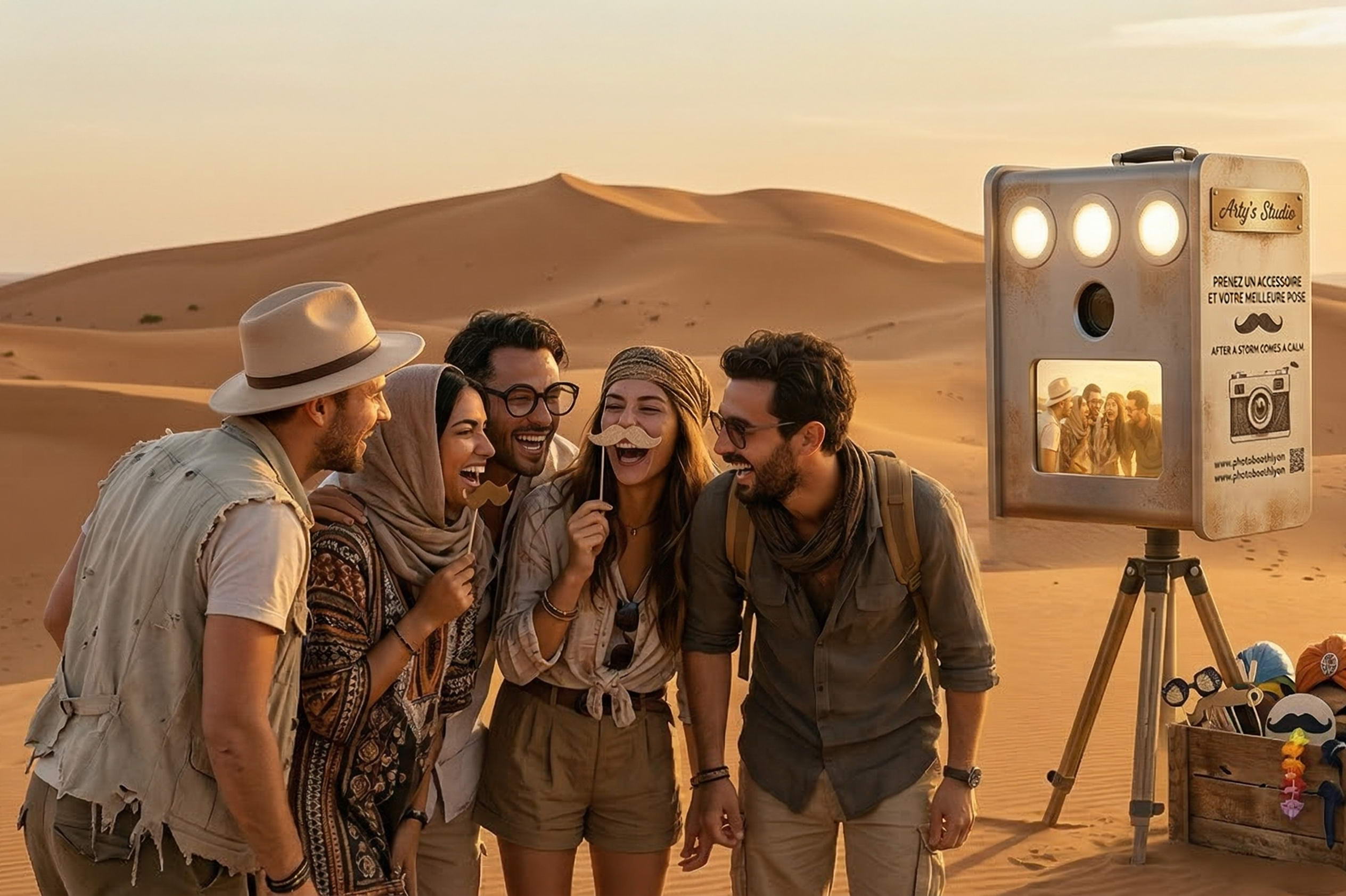 Location photobooth désert : une aventure au cœur des dunes